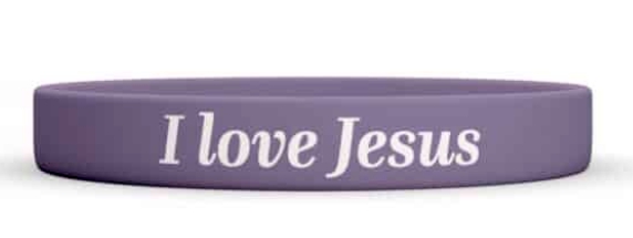 Náramek silikonový I love Jesus.  - Velikost 202mm x 12mm