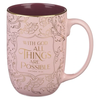 Mug Pink With God Matt 19:26