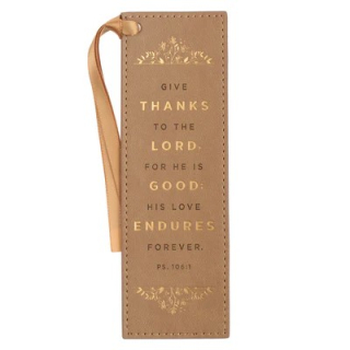 Kožená záložka -Give Thanks Butterscotch - Psalm 106:1