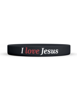 Náramek silikonový I love Jesus.  - Velikost 202mm x 12mm